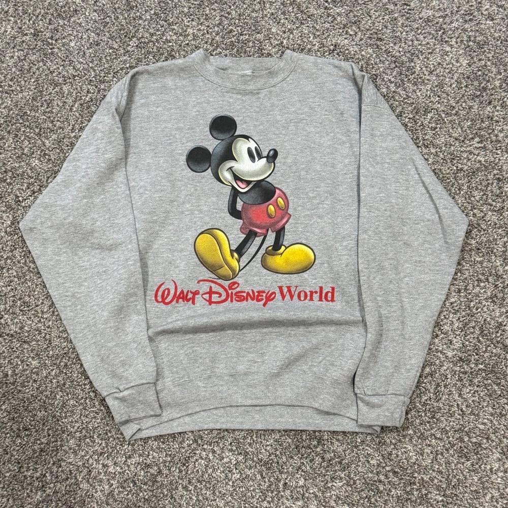 Vintage 90s Walt Disney World Mickey Mouse Sweatshirt Gray Mens XL Made in USA